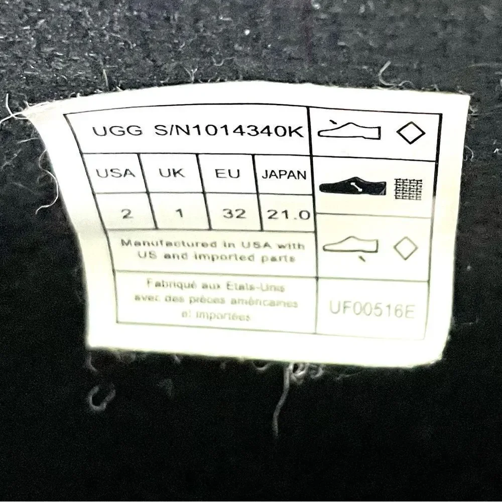 Ugg Rain Boot Black Shiny Size 2